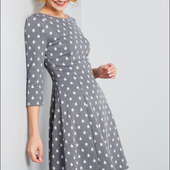Modcloth Dresses & Skirts - ModCloth Grey and White Stars Dress